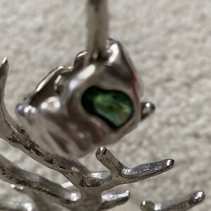 UNO de 50 Silver ring  Heart Pendant with Green Gem size 7
